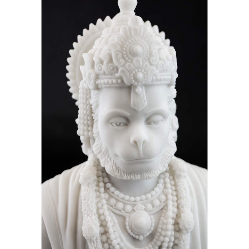 Top Collection 8" Hanuman Hindu Statue in White Marble Finish - Hindu God of Strength Figurine - Image 5